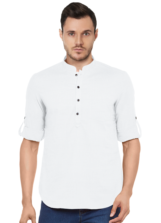 B.O. SUPER STRECH PURE WHITE SHORT KURTA
