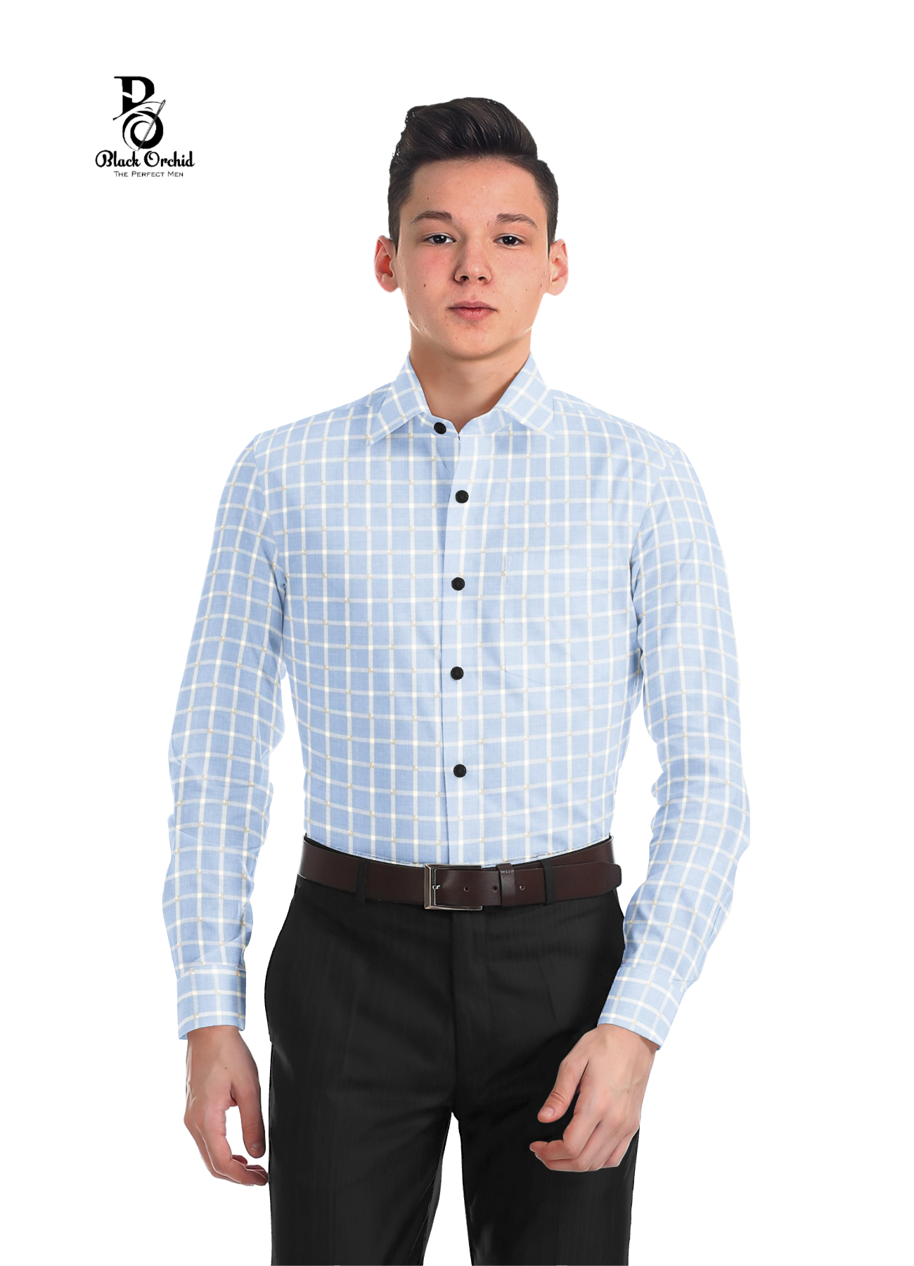 B.O. SKY BLUE BUTI CHECKS