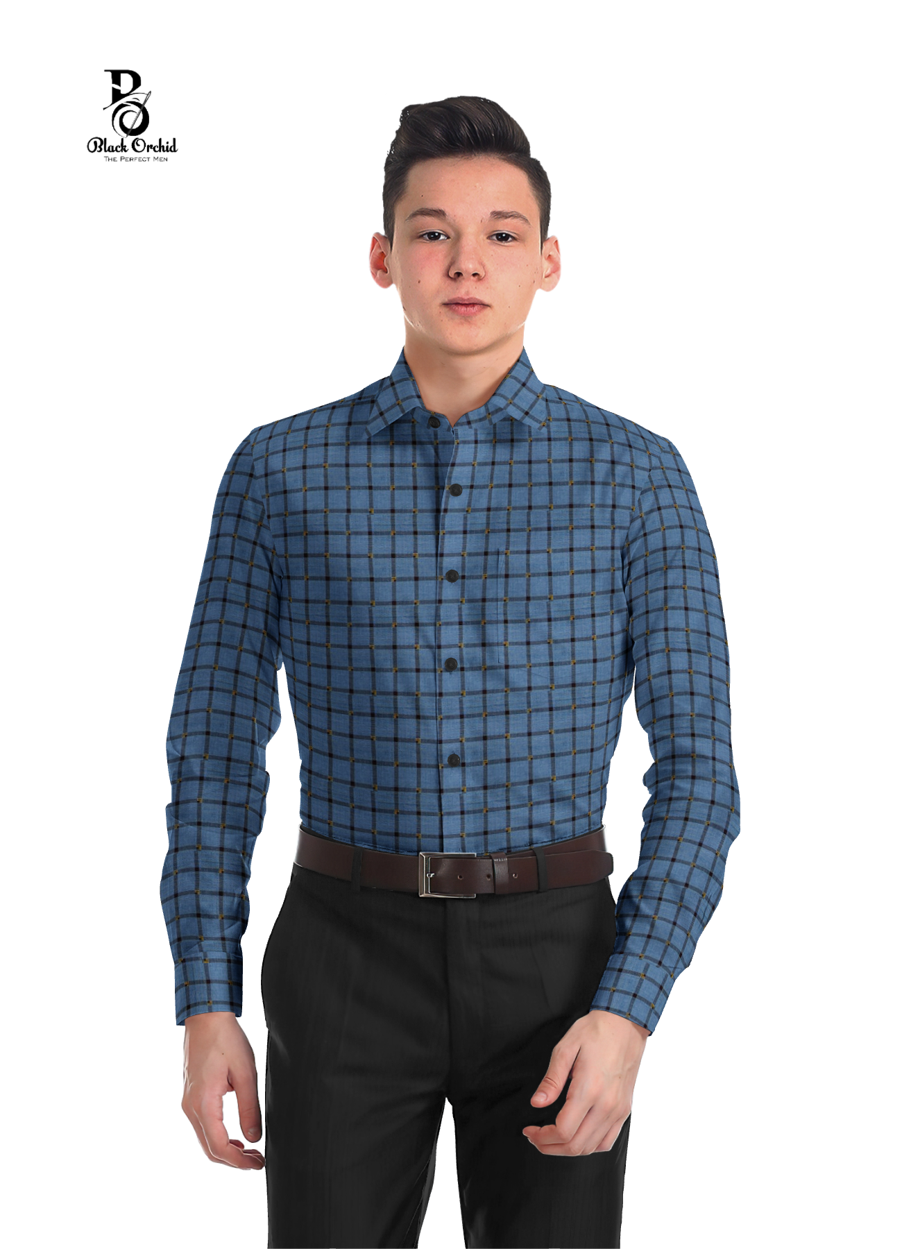 B.O. SKY BLUE BUTI CHECKS
