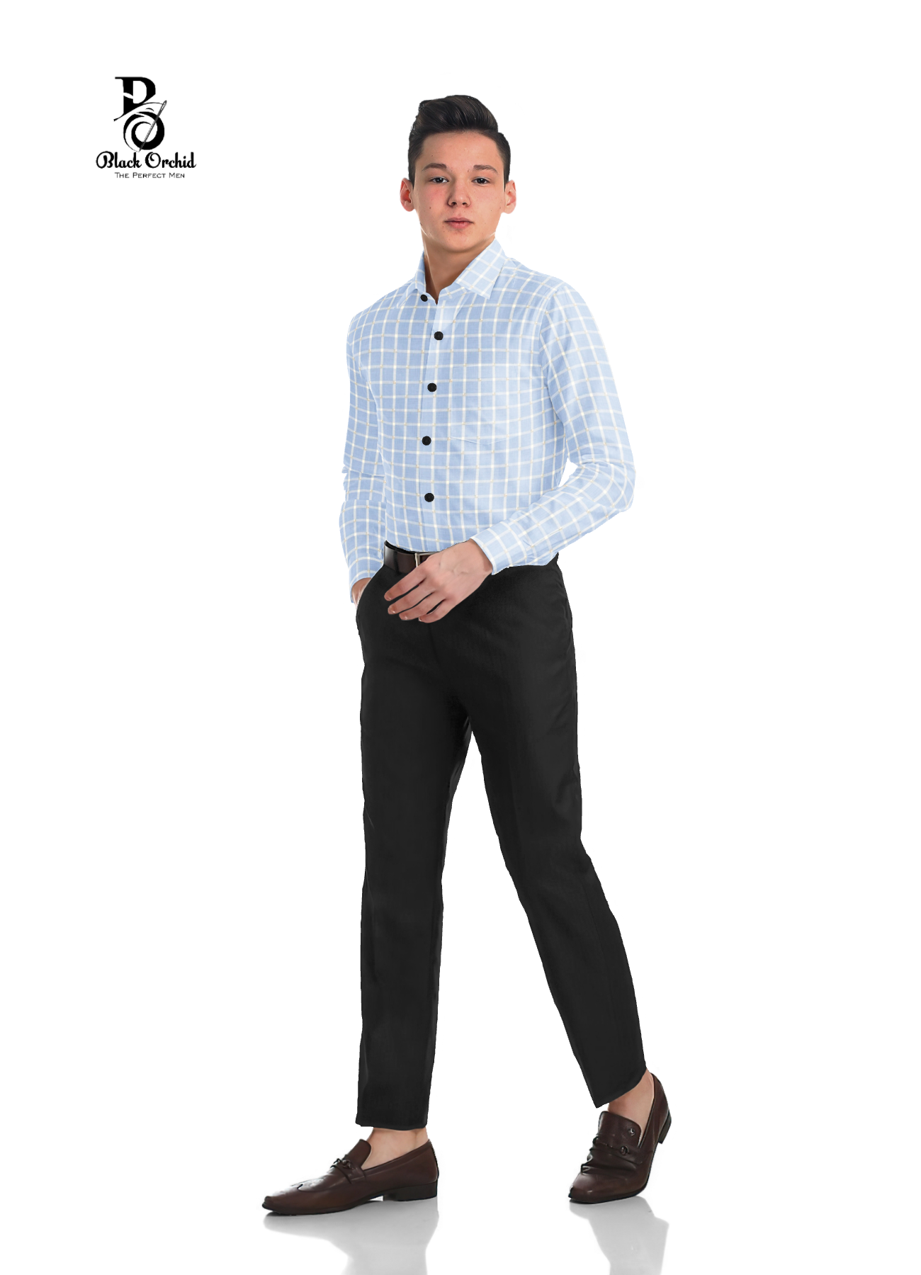 B.O. SKY BLUE BUTI CHECKS