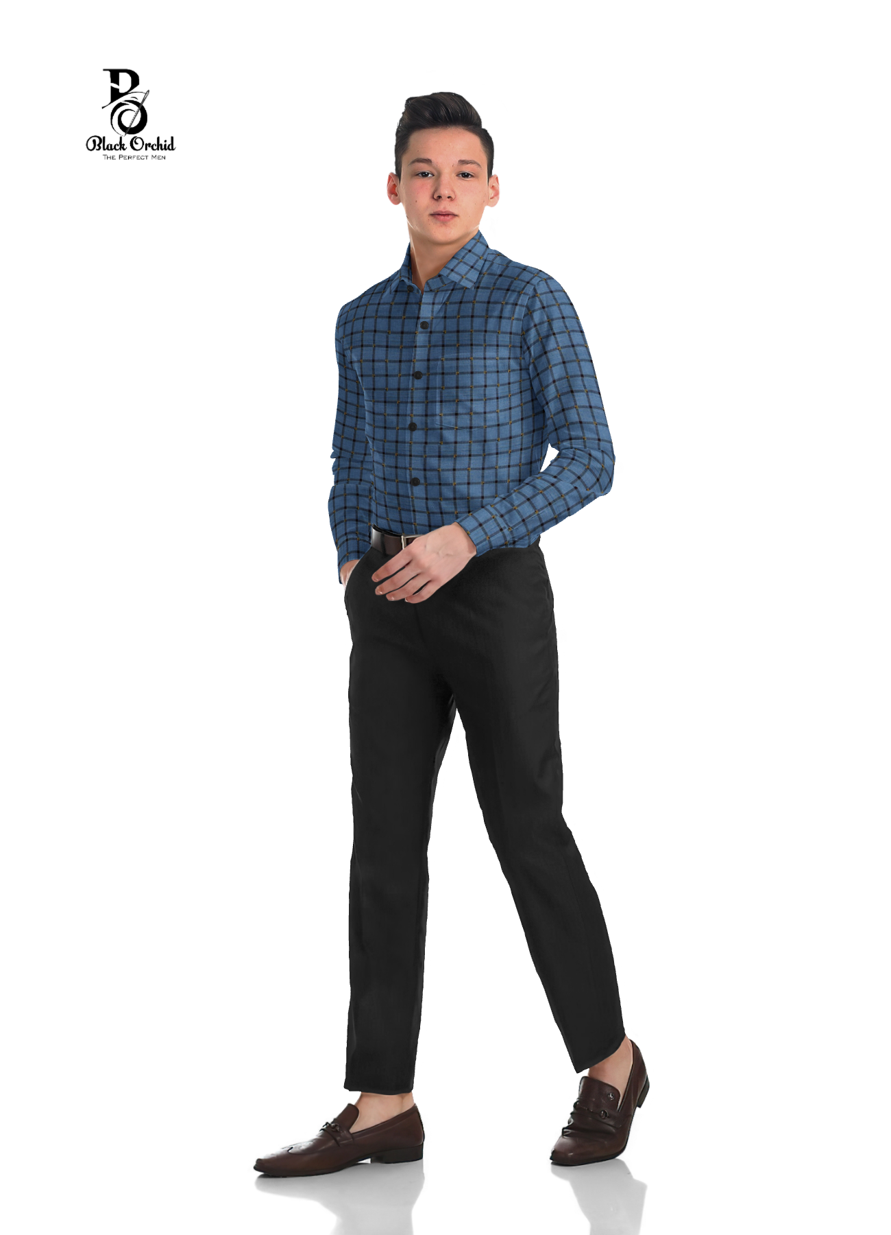 B.O. SKY BLUE BUTI CHECKS