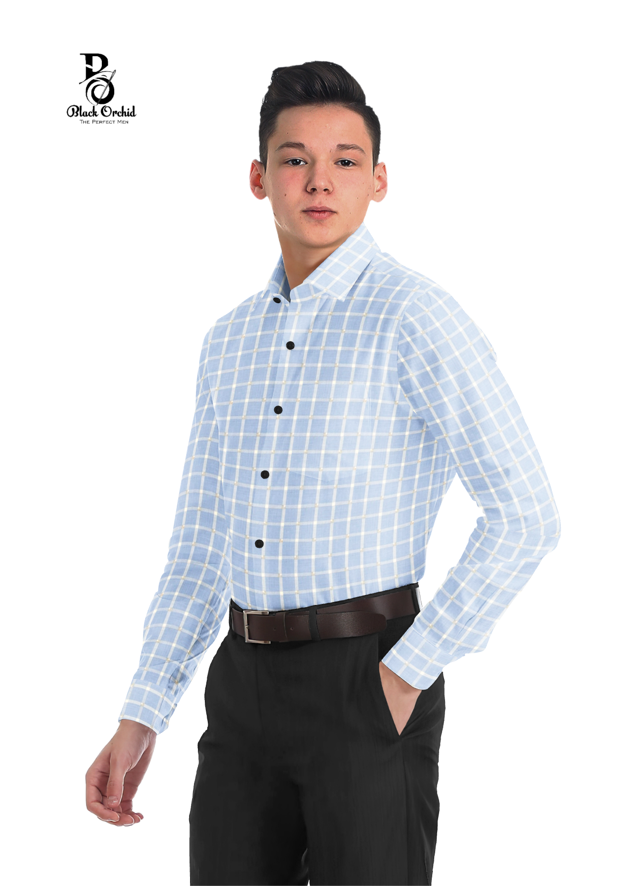 B.O. SKY BLUE BUTI CHECKS