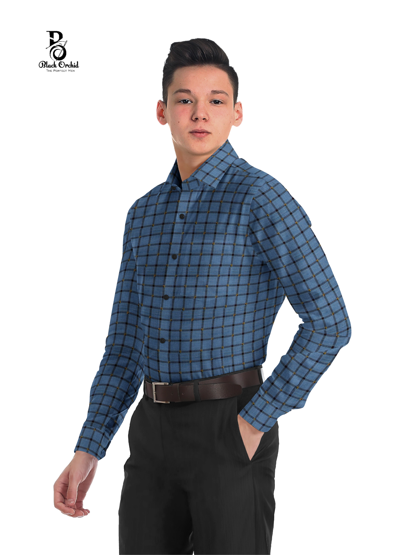 B.O. SKY BLUE BUTI CHECKS